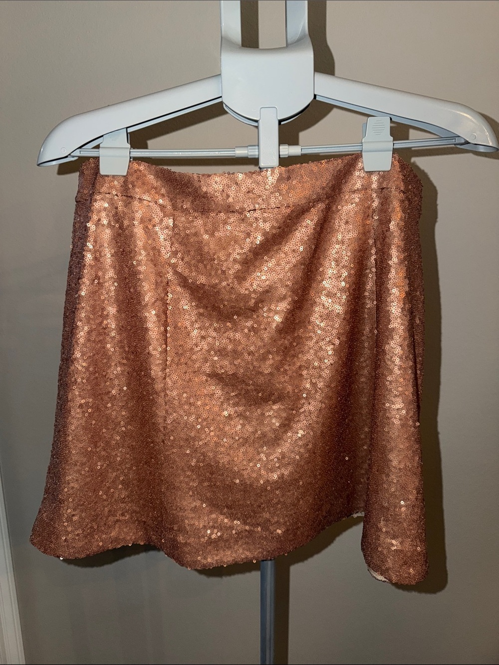 Decree Rose Gold Sequin Mini Skirt